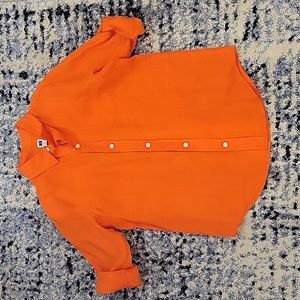 Janie and Jack, boys orange linen shirt, size 8